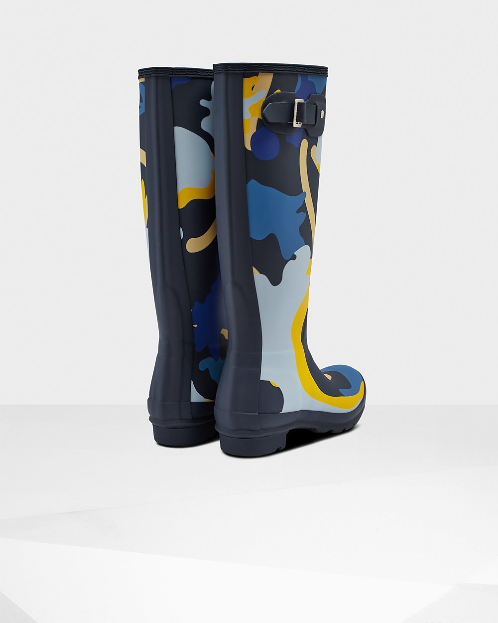 Botas de Lluvia Altas Hunter Mujer - Original Rockpool Camo - Azul Marino Camuflados - HZCNRBP-06